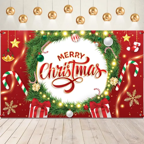 Miniatura 9 de Cartel grande de Feliz Navidad, 72 x 44 pulgadas, decoraciones de fiesta de Navidad, pancarta de fiesta de Navidad, decoraciones de Navidad