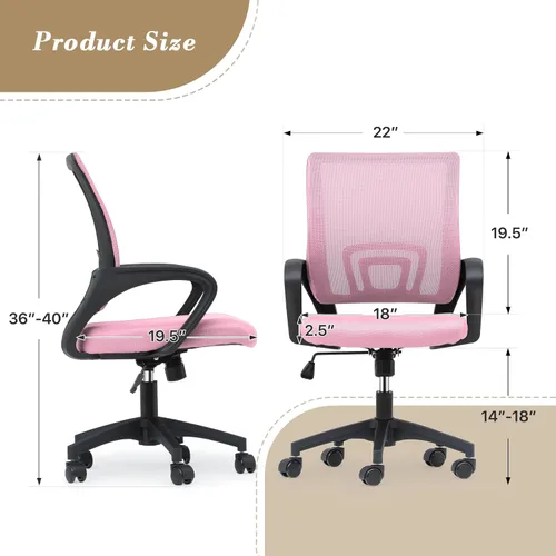Miniatura 3 de Silla de oficina ergonómica, silla de escritorio de malla con soporte lumbar y asiento ancho (capacidad de 300 libras) altura ajustable, ruedas