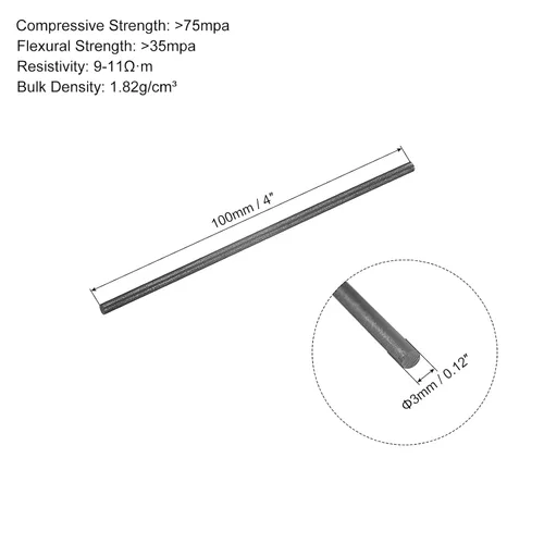 Miniatura 2 de Barra de grafito para remover PATIKIL, paquete de 5, 100x3mm, color negro