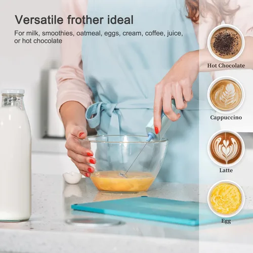 Miniatura 6 de Espumador de café portátil de ELMWAY, batidor eléctrico a batería, mini espumador de leche con mango para café, café con leche, matcha y proteína