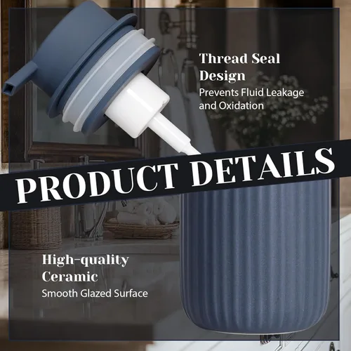 Miniatura 5 de INGOFIN Dispensador de Jabón Espumoso Cerámico - Dispensador de Jabón de Mano de 12oz Espumoso para Baño, Dispensador de Platos Moderno y Recargable