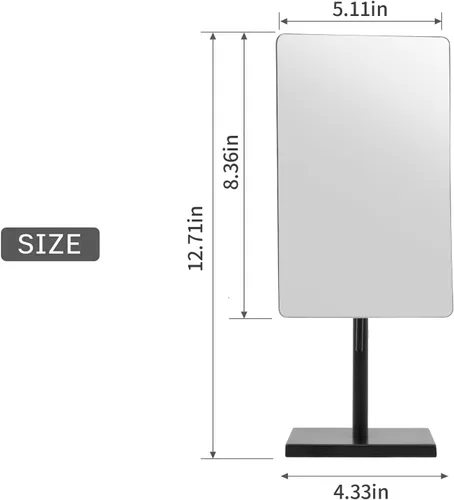 Miniatura 5 de DOWRY Espejo de maquillaje rectangular ajustable para dormitorio, de acero inoxidable 304, regalos para mujeres, esposa, mamá, adolescentes, día
