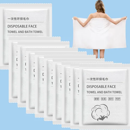 Miniatura 9 de Toallas comprimidas – Toalla de baño comprimida de 55 x 28 pulgadas, 5 toallas de baño desechables grandes para viajes, toallas de baño de algodón
