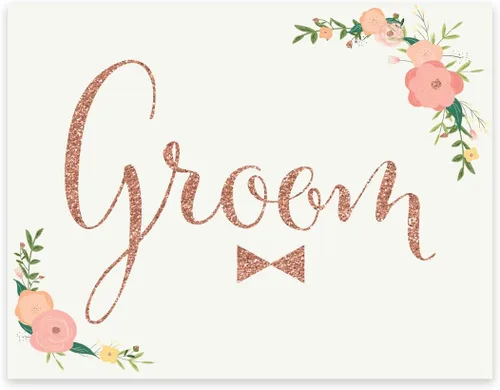 Miniatura 10 de Andaz Press Letreros de fiesta de boda, purpurina de oro rosa sintético con flores, 8.5 x 11 pulgadas, resalta tu versículo bíblico favorito