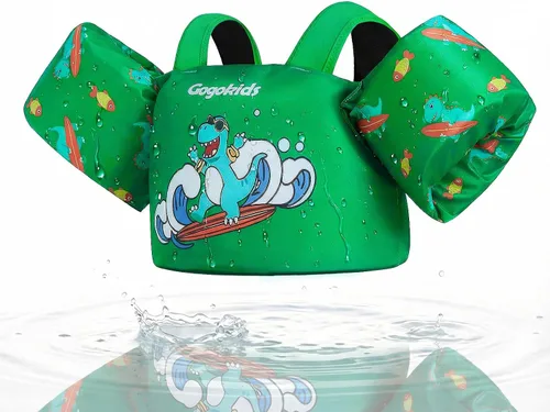 Miniatura 9 de Gogokids Chaleco de natación para niños pequeños, flotadores para niños de 24 a 66 libras, bonita chaqueta de natación de dibujos animados con arnés