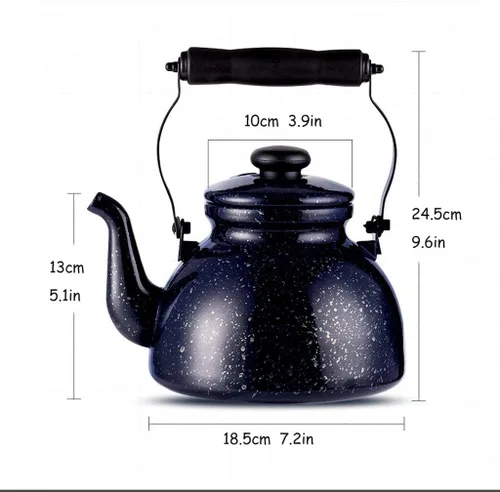 LIOONS Hervidor de té de grado alimenticio, hervidor de té azul estrellado, hervidores esmaltados con mango antiquemaduras, hervidor de silbato para