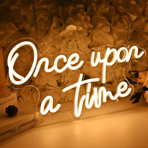 Miniatura 4 de SYLHOME Letrero de neón LED "Once Upon A Time" para decoración del hogar, dormitorio, habitación de niños, guardería, decoración de pared, palabras