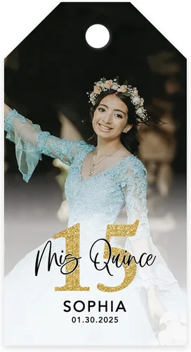 Miniatura 12 de Andaz Press Paquete de 40 etiquetas personalizadas para quinceañera con cuerda, mariposas azules etiquetas de agradecimiento personalizadas