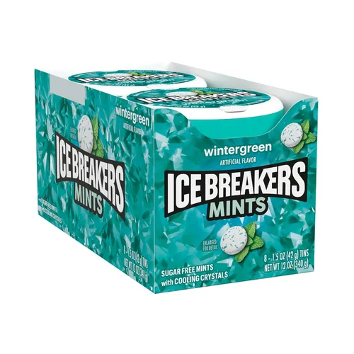 Miniatura 3 de ICE BREAKERS - Mentas para el aliento sin azúcar, sabor gaulteria, latas de 1.5 onzas (8 unidades)