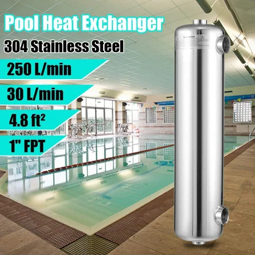 Miniatura 4 de Intercambiador de calor de piscina en línea, calentador de piscina de acero inoxidable, carcasa y tubo, intercambiador de calor para piscinas, spas