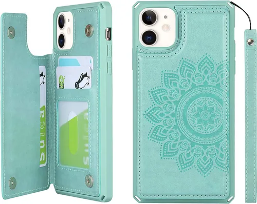 Miniatura 19 de Cavor para iPhone 11 Funda con tarjetero, para iPhone 11 Funda tipo cartera para mujeres y hombres, Funda para teléfono tipo cartera con soporte