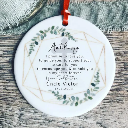 Miniatura 22 de Recuerdos personalizados de adorno de Navidad para bebé, regalos de bebé que llegan, adornos de cerámica para árbol de Navidad, adornos de primera