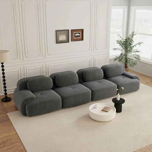 Miniatura 13 de Sofás modulares sin hueso de 152.8 pulgadas para sala de estar, sofá modular con diván en forma de L, cómodo asiento profundo tapizado de tela