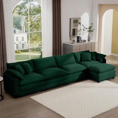 Miniatura 26 de Aoowow Sofá de dos plazas de pana, modernos sofás de nube de 2 plazas para sala de estar, sofás modulares de nube seccionales con asiento profundo