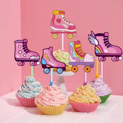Miniatura 3 de 36 piezas de patines de postre para cupcakes, suministros de fiesta, decoración de fiesta de cumpleaños para niños y niñas, decoración de fiesta