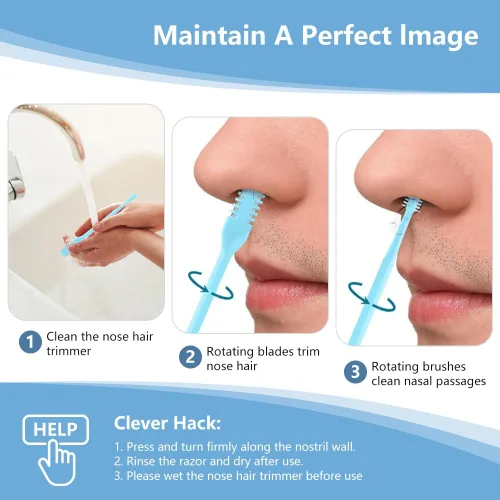 Miniatura 5 de Cortador de pelo nasal 2 en 1, recortador manual de doble cara con cepillo, cuchillo de nariz giratorio de 360° para hombres y mujeres, herramienta