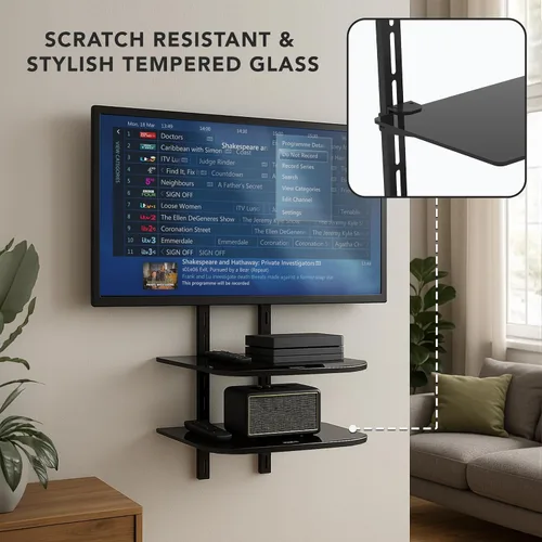 Miniatura 7 de mount-it. LCD, LED, Plasma TV Wall Mount Bracket para cable Box, reproductor de DVD, Stereo Componentes Shelf Negro