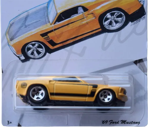 Miniatura 2 de Hot Wheels Mustang 4/10 '69 [amarillo], 50 aniversario de Larry Wood