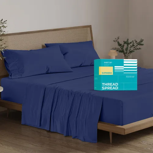 Miniatura 12 de THREAD SPREAD Sábanas 100% Algodón Egipcio Tamaño Twin - 800 Alto Número de Hilos 3 Piezas Sábanas Twin Extra Largas para Dormitorio, Bolsillo