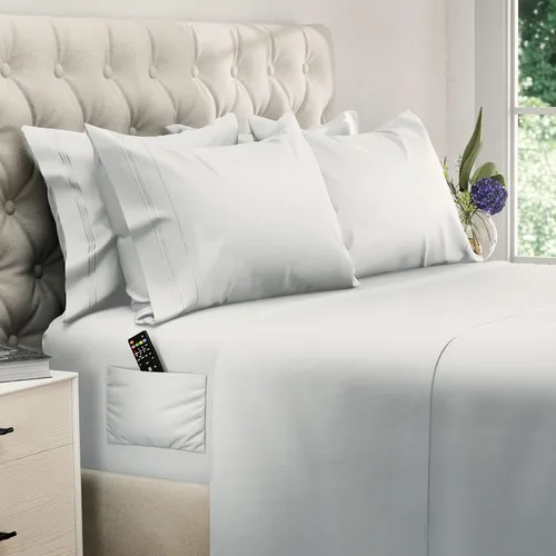 Miniatura 44 de DREAMCARE Juego de sábanas California King, 6 piezas, sábanas refrescantes para cama, sábanas Cal King de hasta 21 pulgadas de profundidad, 02