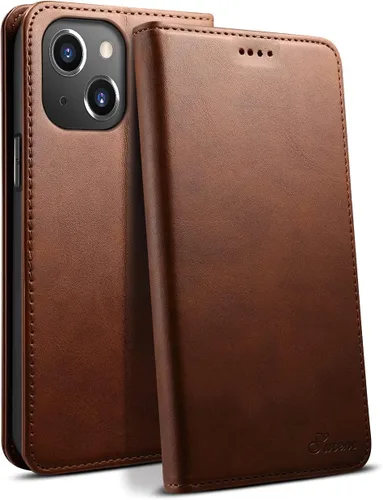 Miniatura 7 de SINIANL Funda compatible con iPhone 13, funda tipo cartera para iPhone 13 con soporte para tarjetas, funda plegable de cuero con función atril