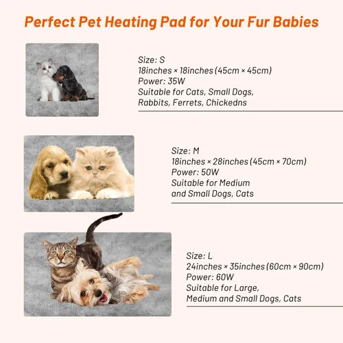 Miniatura 8 de Cama térmica para gatos de interior, almohadilla térmica eléctrica para mascotas para perros y gatos con temporizador, almohadilla térmica de 9