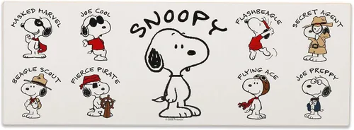 Peanuts Snoopy Alter Egos - Decoración de pared de madera - Letrero clásico de Snoopy para decoración de dormitorio u oficina