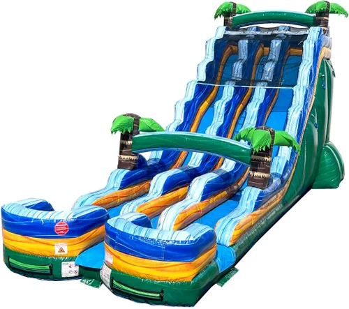 Miniatura 18 de TentandTable Tobogán acuático inflable de doble carril para niños y adultos, diversión acuática gigante de grado comercial, incluye soplador de aire