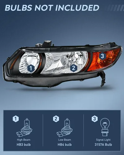 Miniatura 2 de Nilight Conjunto de faros delanteros compatible con Honda Civic 2-puertas Coupé 2006 2007 2008 2009 2010 2011. Reemplazo de faros delanteros