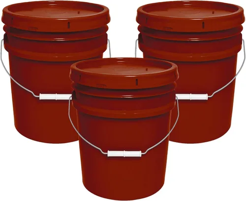 Miniatura 34 de Balde de 5 galones y tapa - Cubo resistente de 90 mil para todo uso - Fabricado en los Estados Unidos - Grado alimenticio - Plástico sin BPA - Rojo