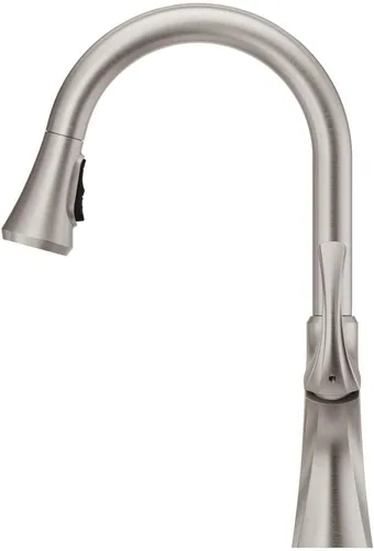 Miniatura 4 de Grifo de cocina Pfister Miri con rociador extraíble y dispensador de jabón, manija única, arco alto, acabado de acero inoxidable Spot Defense, Spot