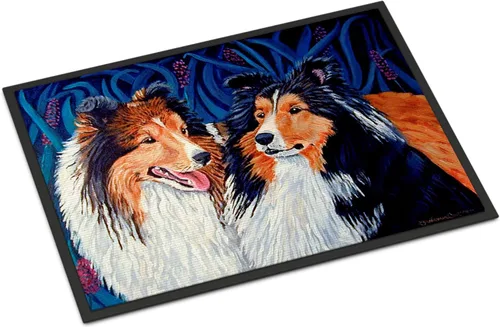 Caroline's Treasures 7508MAT Sheltie - Tapete para puerta delantera, 18 x 27 pulgadas, para interiores y exteriores, para entrada, antideslizante,