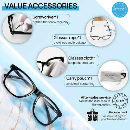 Miniatura 6 de MARE AZZURO Gafas de lectura cuadradas de gran tamaño para hombres lectores grandes 1.0 1.25 1.5 1.75 2.0 2.25 2.5 2.75 3.0 3.5 4.0 5.0 6.0