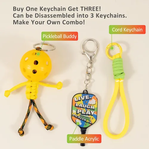 Miniatura 2 de 6 llaveros hechos a mano, regalos inspiradores para amantes del pickleball, mujeres y hombres, bonito diseño único en 6