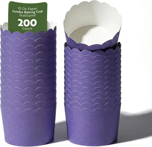 Miniatura 41 de Restaurantware Paquete de 200 moldes de papel para cupcakes de 3.38 onzas, resistentes a la grasa, festoneados para horno, elegantes tazas
