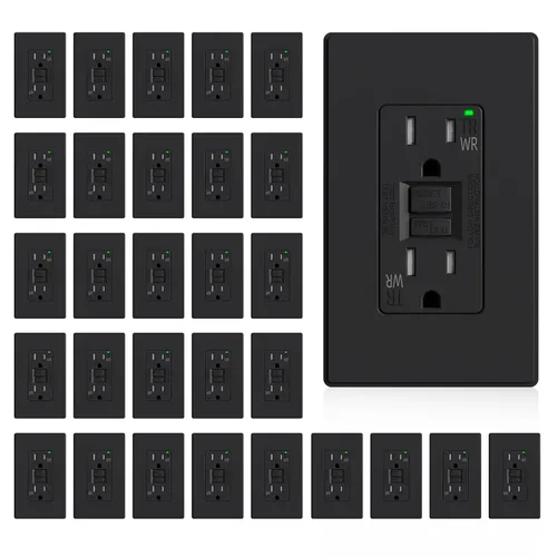 Miniatura 34 de ELEGRP Salida GFCI para Exteriores, Receptáculo GFI Eléctrico de Autoprueba de 15 Amperios con Diseño Más Delgado, Receptáculo GFCI Resistente a