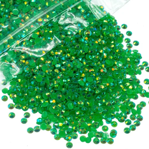 Miniatura 31 de qiipii - 5000 piezas, 4 mm, estrases AB de resina color aguamarina verde para manualidades, piedras de gel planas verde agua AB, gemas al por mayor
