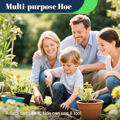 Miniatura 3 de Herramienta multiusos de azada de jardín, resistente ajustable (16 a 30 pulgadas) con mango ergonómico, acero recubierto antioxidante