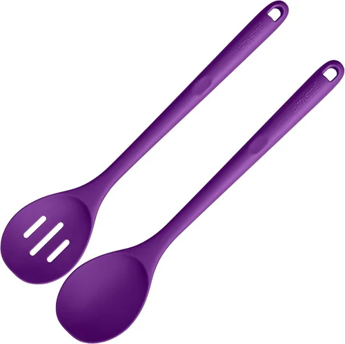 Miniatura 22 de Cuchara ranurada resistente al calor de 600ºF: U-Taste - Cuchara de cocina sólida de cocina de 13.3 pulgadas, utensilio de goma antiadherente de (4)