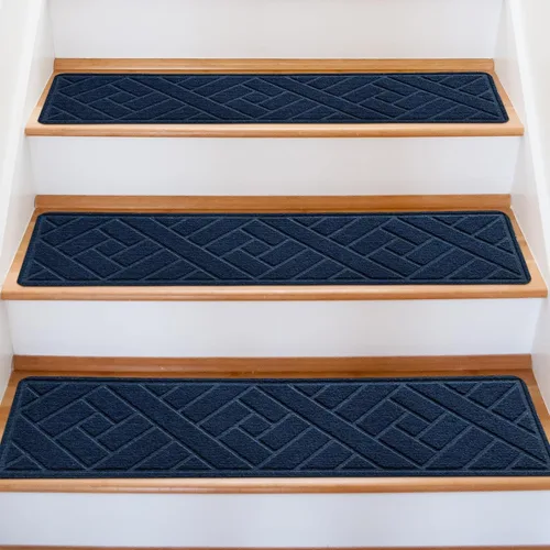 Miniatura 16 de Alfombras para peldaños de madera - Cinta antideslizante para alfombra de escaleras, pelar y pegar con cinta adhesiva doble, juego de 15 hojas