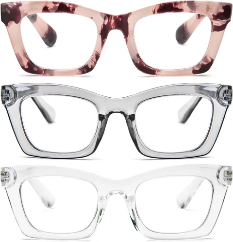 Miniatura 14 de REAVEE Oprah Style - Lentes de lectura para mujer, bloqueo de luz azul, elegantes y de gran tamaño, bisagra de resorte Negro