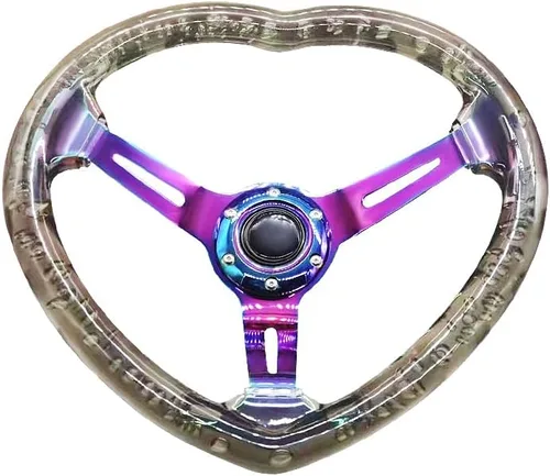 Volante de Carreras de Acrílico Universal con Diseño en Forma de Corazón Volante Apto para la Mayoría de Vehículos, Coches de Carreras, RZR, Club