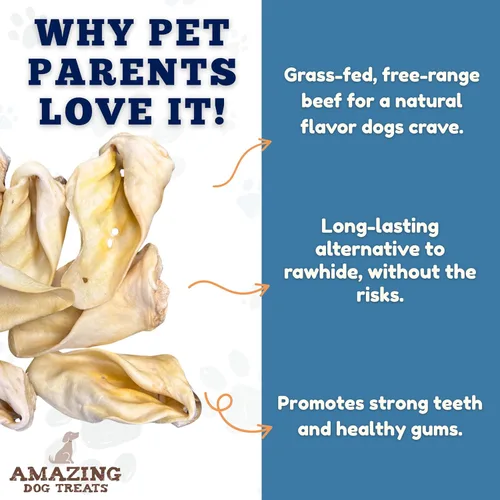Miniatura 3 de Amazing Dog Treats - Cow Ears for Dogs - Full Size (12 Pack) - Thick-Cut 100% Beef - All Natural Rawhide Alternative- Safe No Hide Dog Chew