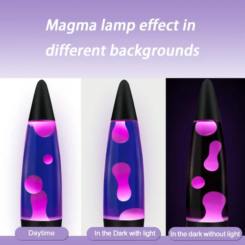 Miniatura 4 de Vanful Lámpara de magma morada de 16 pulgadas con cera blanca y base negra, lámpara de movimiento líquido calmante para decoración del hogar