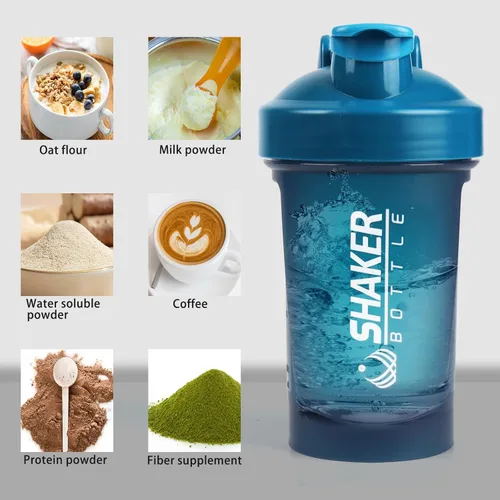 Miniatura 6 de Botella agitadora, botella agitadora pequeña de 400ml con bola mezcladora, portátil de 14oz para batidos de gimnasio, libre de BPA, 100% a prueba