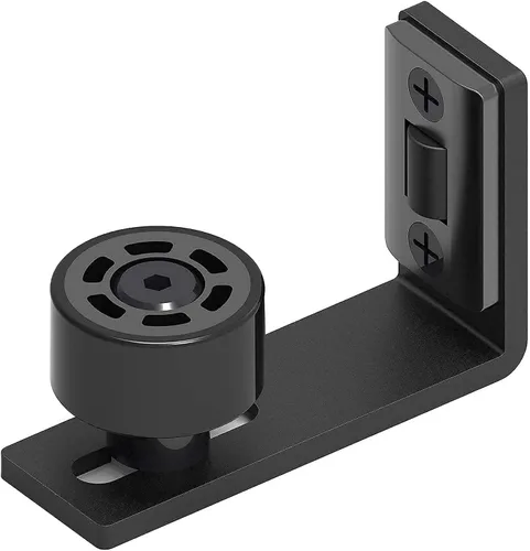 Miniatura 8 de CCJH Guía de piso de puerta corredera de granero ajustable montado en la pared inferior doble rodillos guía negro 1pcs