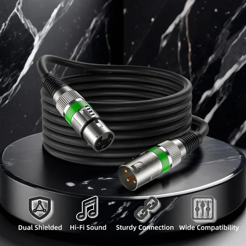 Miniatura 4 de XLR Cables - Paquete de 6 cables XLR macho a hembra con 3 pines chapados en oro, cable de micrófono corto blindado equilibrado para mezclador