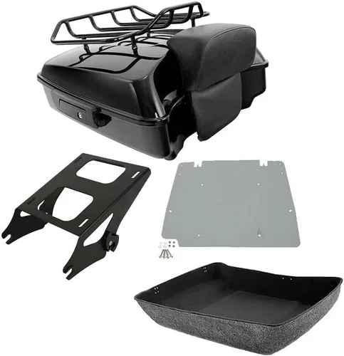 Miniatura 16 de TCMT Pestillos Negros de 10.7" para Maletero Cortado, Almohadilla de Respaldo, Luz Trasera LED con Señal de Giro Compatible con Harley Touring