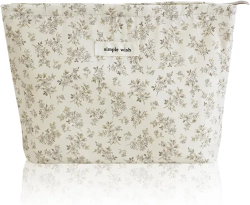 Miniatura 24 de Wudygirl Bolsa de maquillaje de lona para mujer, organizador estético de maquillaje, bolsa de maquillaje de viaje, bolsa de aseo para bolso, bolsa