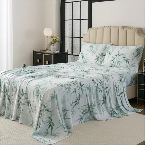 Miniatura 15 de FADFAY Juego de sábanas de cama con estampado floral amarillo, de algodón, tamaño King, suaves, transpirables, estilo Shabby Coquette, con bolsillo